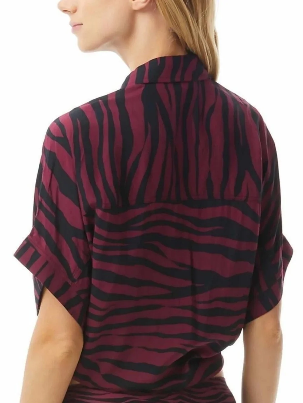 Michael Kors Zebra Print Tie Front Shirt.sz M/l